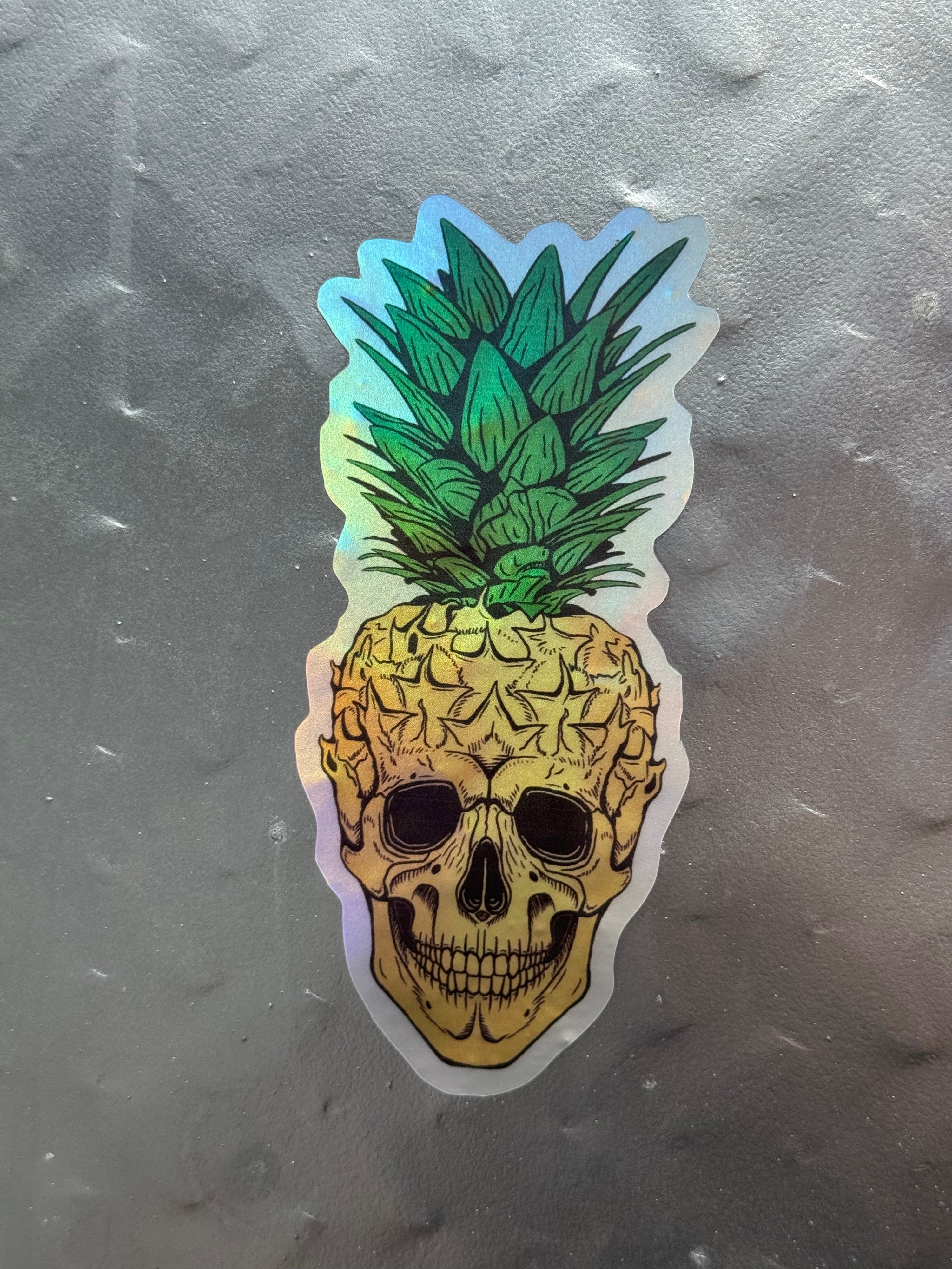 TPE Pineapple skull sticker - Premium Holographic sticker