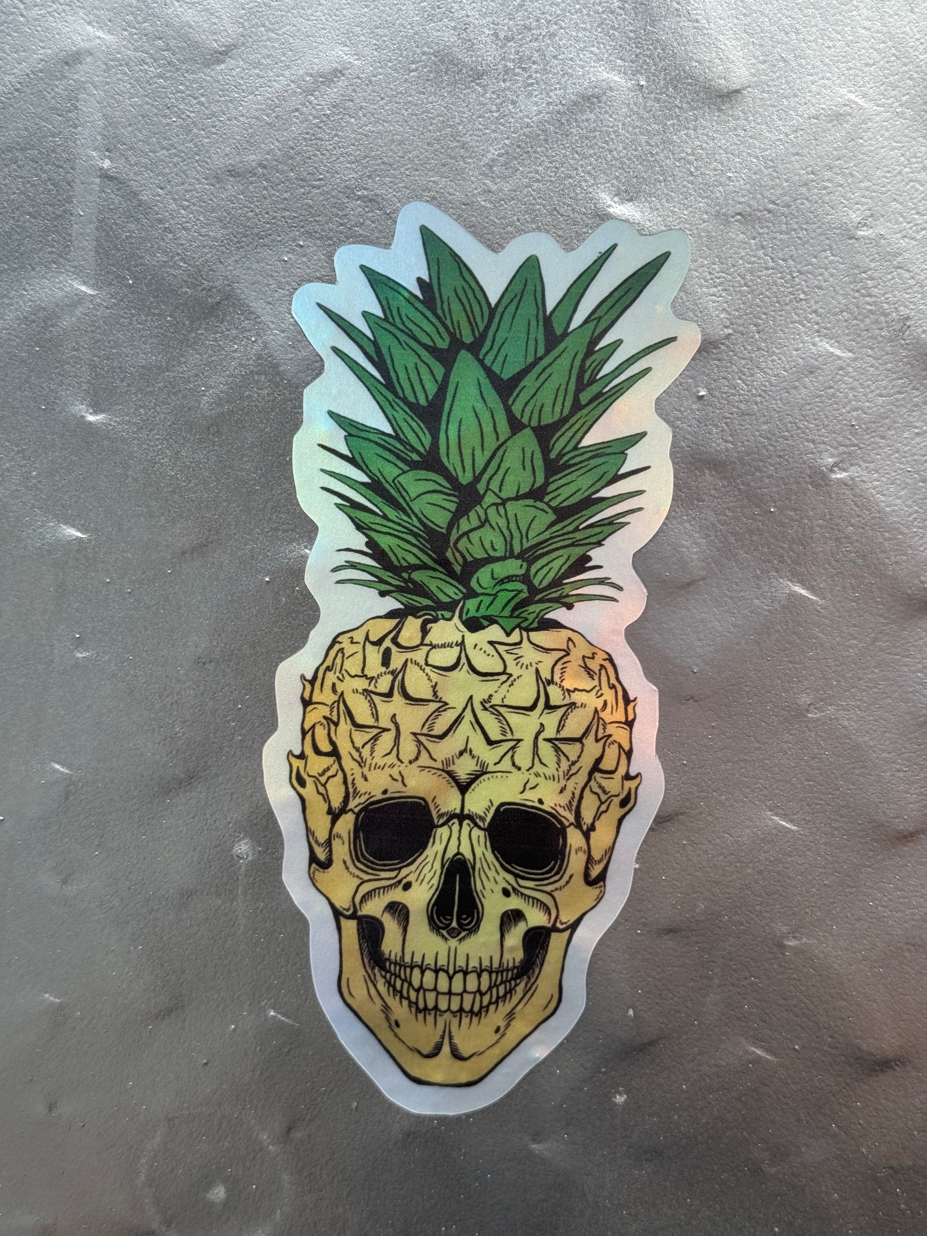 TPE Pineapple skull sticker - Premium Holographic sticker